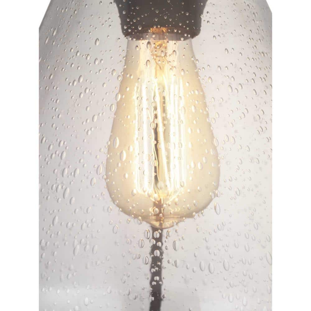 Graphite Finish Range Pendant Light with Clear Seeded Glass