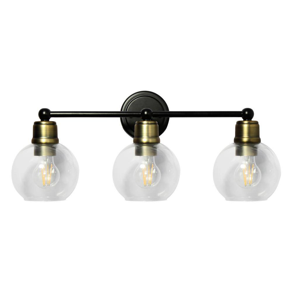 24 in. 3-Light Oil Rubbed Bronze and Black Bathroom Vanity Light Fixture with Clear Glass Shade price history on PriceWatchPro