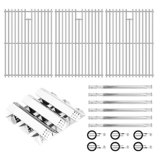 Nexgrill 6 Burner Replacement Kit - 3 Cooking Grates, 6 Heat Plates, 6 Burner Tubes for 720-0896 Series
