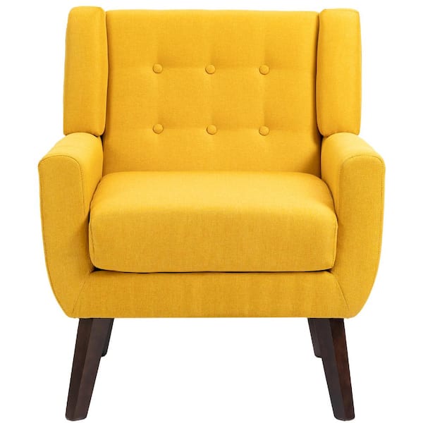 Uixe Yellow Linen Arm Chair (Set of 1)