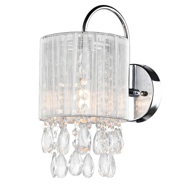 CLAXY 10.8 in. 1-Light Nickel Modern Wall Sconce with Standard Shade