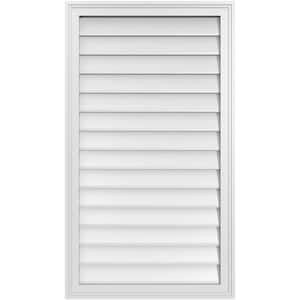 24 in. x 42 in. Vertical Surface Mount PVC Gable Vent: Decorative with Brickmould Frame