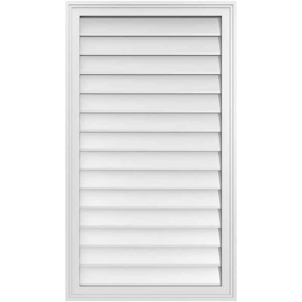 Ekena Millwork 24 in. x 42 in. Vertical Surface Mount PVC Gable Vent: Decorative with Brickmould Frame
