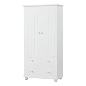 30.6 in. W x 15.8 in. D x 62.7 in. H White Linen Cabinet with 3-Drawer