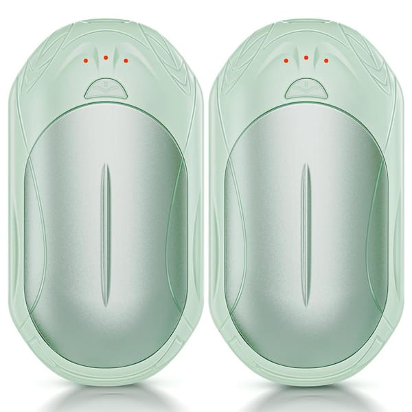6000 mAh Portable Electic Hand Warmers with AI Smart Chips, 2-Pack, Green
