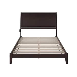 Portland Espresso Queen Solid Wood Frame Low Profile Platform Bed with Attachable USB Device Charger