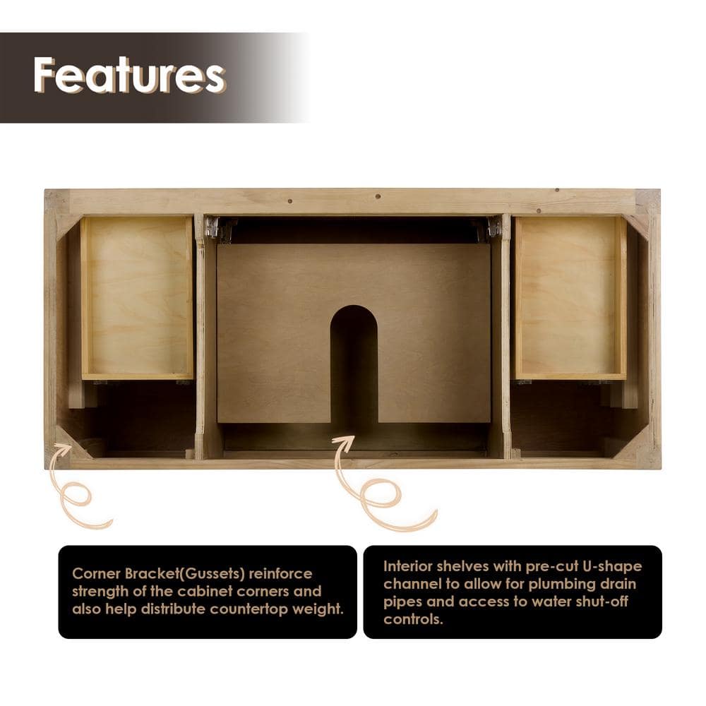 Laurel 47.2" Weathered Fir Freestanding Bathroom Vanity Base