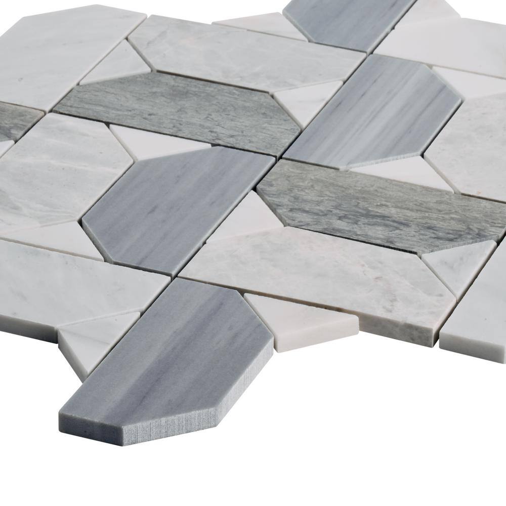 Pledge 12x12 Polished Marble Geometric Mosaic Tile