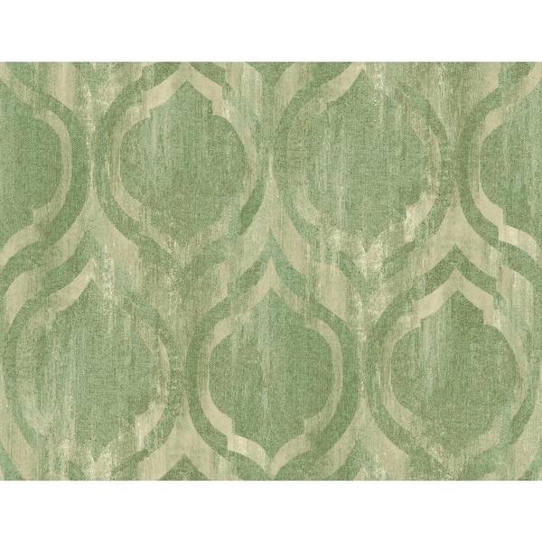 Seabrook Designs Old Danube Gold and Green Ogee Paper Strippable Roll (Covers 60.75 sq. ft.)