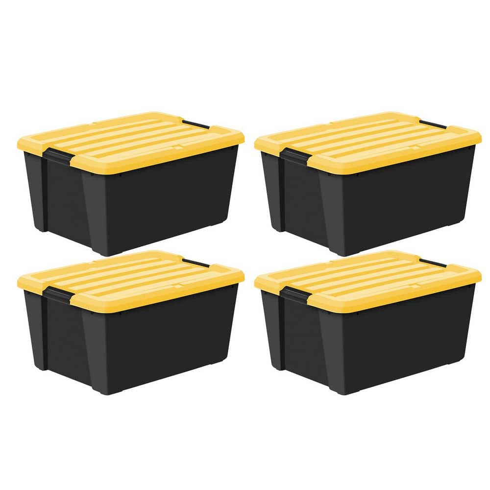 45 qt. /11.25 Gal. Plastic Storage Bins with Lids, Black, Latching, Stackable, Totes 4Pk price history on PriceWatchPro