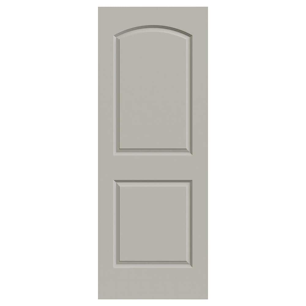 JELD-WEN 30 in. x 80 in. Caiman 2-Panel Arch Top Light Gray