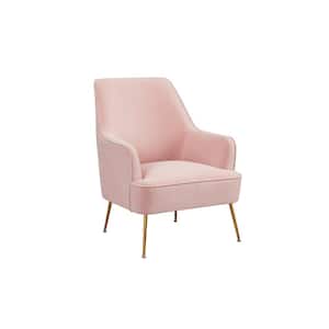 Rebecca Pink with Gold Legs Polyester Arm Chair with Solid Wood