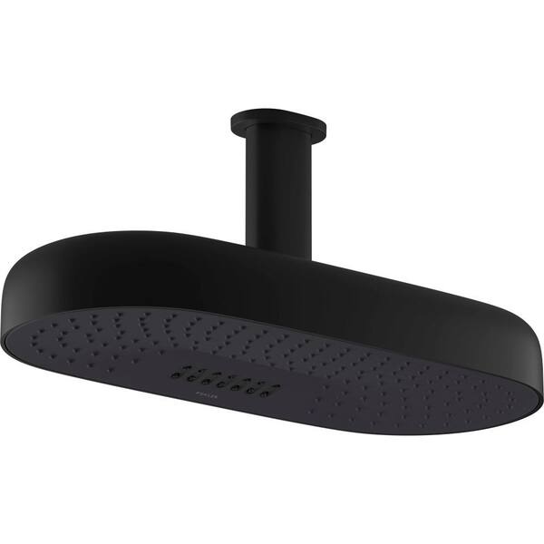 KOHLER Statement 2-Spray Patterns with 2.5 GPM 14 in. Wall Mount Fixed Shower Head in Matte Black