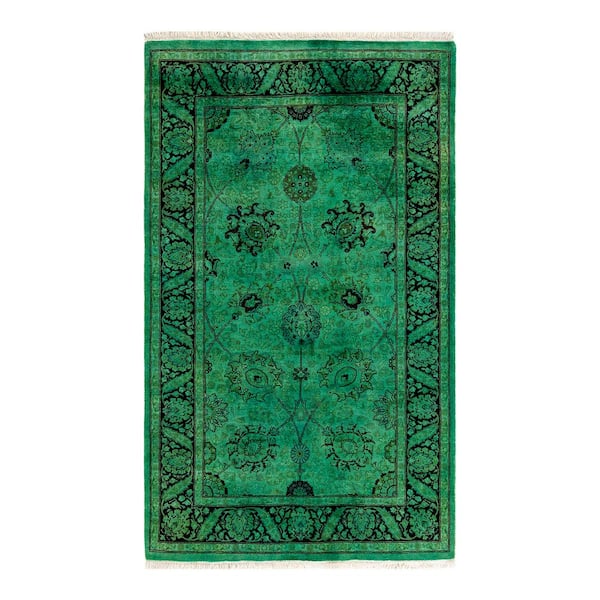 Fine Vibrance Green 3 ft. x 5 ft. Solid Wool Indoor Area Rug