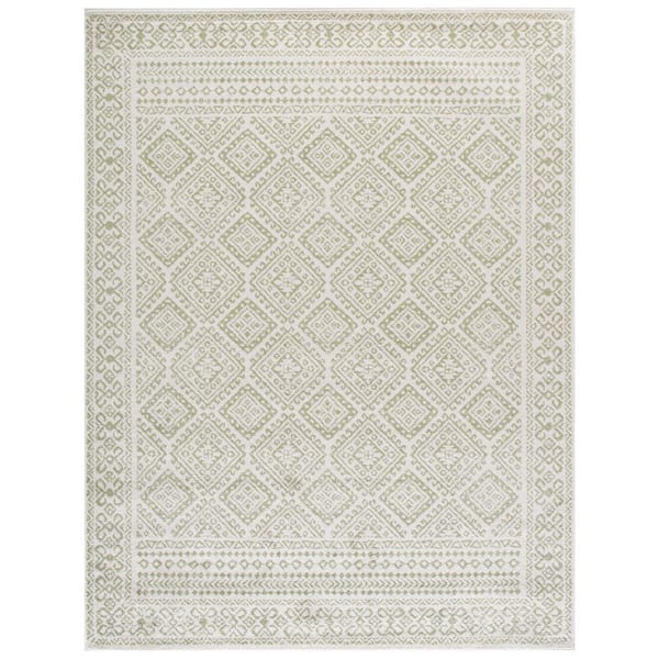 Tulum 8 ft. x 10 ft. Ivory/Sage Geometric Area Rug