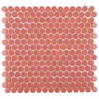 Hudson Penny Round Vermilio 12 in. x 12-5/8 in. x 5 mm Porcelain Mosaic Tile (10.74 sq. ft. / case)