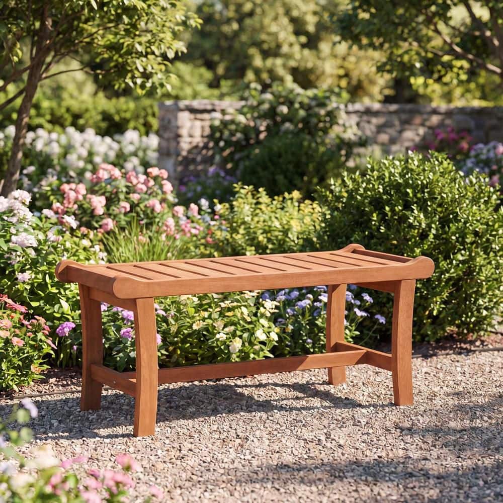 Outdoor Wood Bench Set of 2, Backless Dining Bench with Slatted Seat & Raised Edges price history on PriceWatchPro