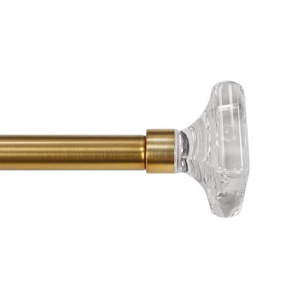 66 in. - 120 in. Telescoping 3/4 in Single Curtain Rod Kit in Gold with Acryclic Square Finial