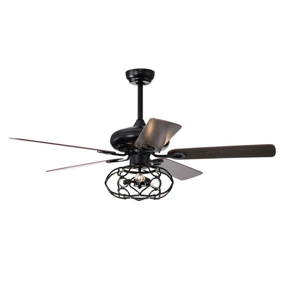52 in. 3 Speeds Smart Indoor Matte Black Antique Ceiling Fan with Remote In