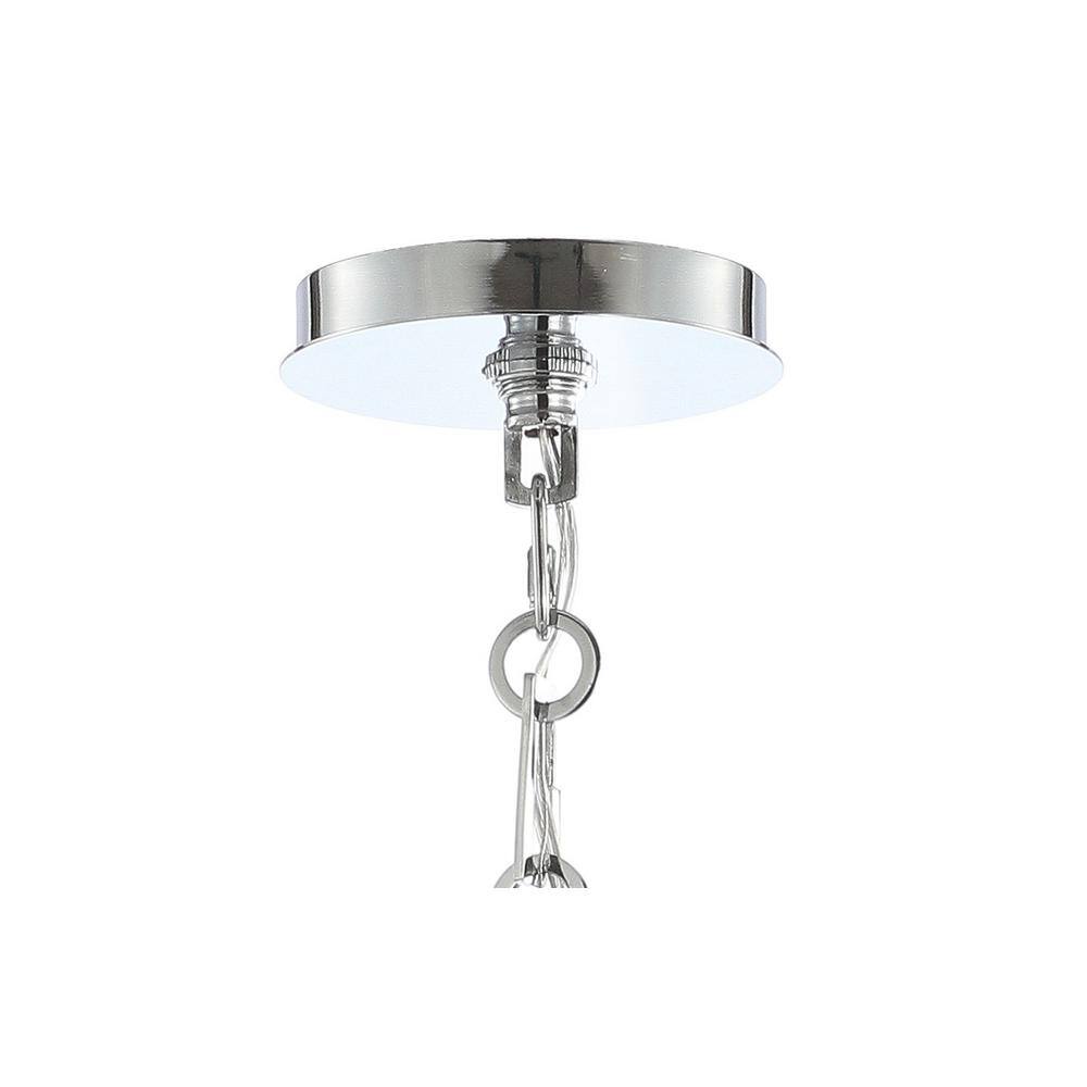 Polished Chrome 20" Drum Pendant with Scalloped Linen Shade and LED Bulbs