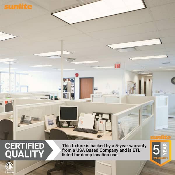Sunlite 2 ft. x 4 ft. 390 Watt-Equivalent 6000 Lumens Lay In Dimmable Integrated LED Flat Panel Light 3000K (2-Pack)