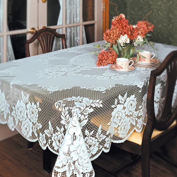 Heritage Lace OFF WHITE Rose 52" x 72" Rectangle Tablecloth