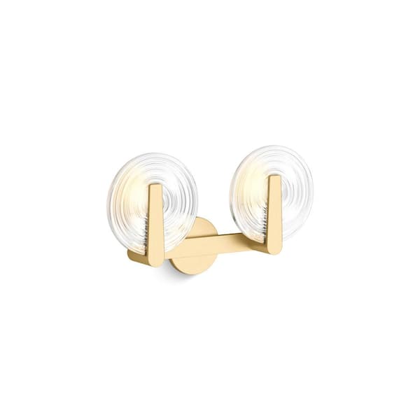 Hint 2-Light Brushed Moderne Brass Swirl Glass Wall Sconce
