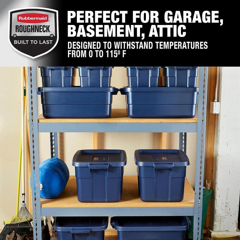 Dark Blue Stackable Plastic Storage Bins with Lids, 72 qt, 10-Pack