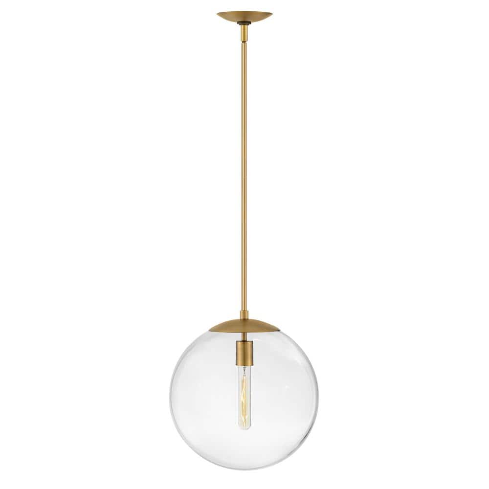 Heritage Brass Clear Globe Pendant with LED - 14" x 13.5"