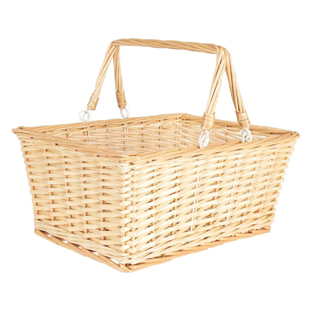 HOUSEHOLD ESSENTIALS Willow Laundry Basket with Lining and Handles/Natural  ML-5569 - The Home Depot