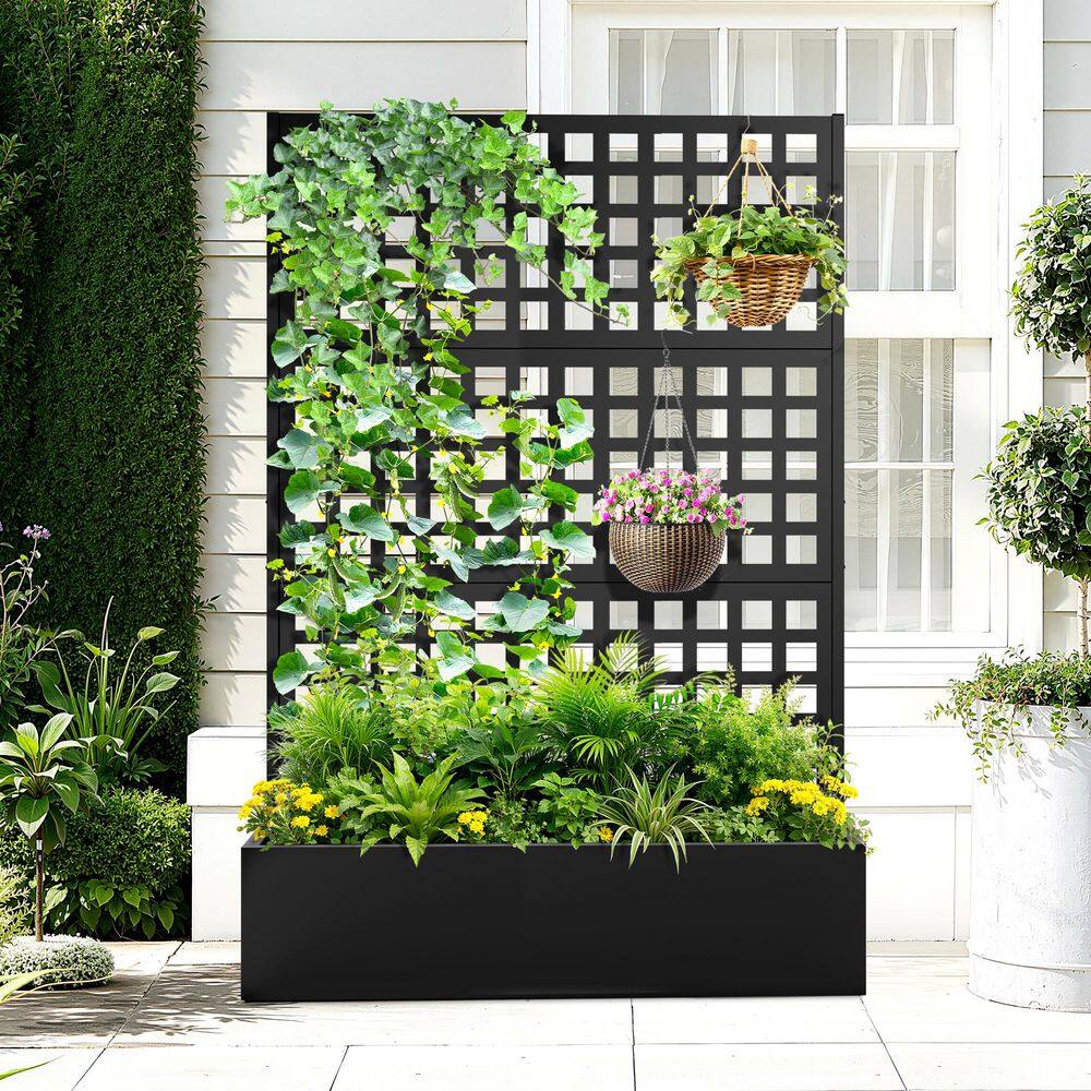 TUYOHW 47 in.L x 16 in.W x 71 in.H Metal Raised Garden Planter Box