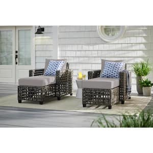 Briar Ridge Brown Wicker Outdoor Patio Chaise Lounge with CushionGuard Stone Gray Cushions