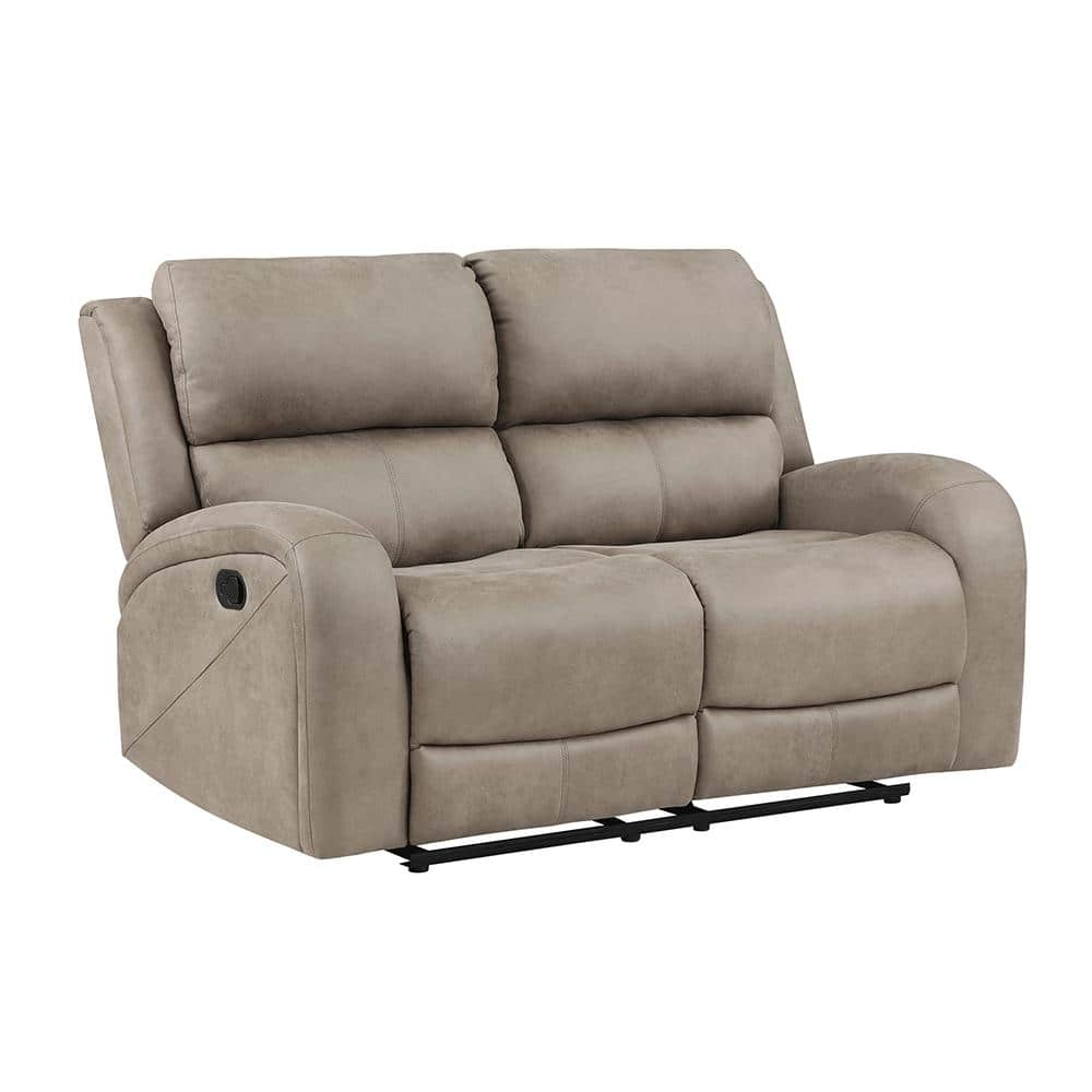 Brown Microfiber Reclining Loveseat with Sloped Arms