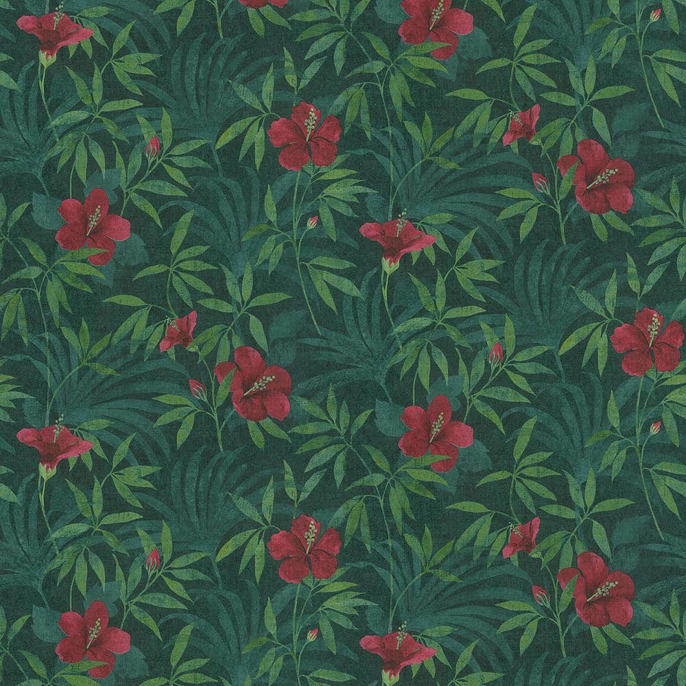 Malecon Green Floral Vinyl Wallpaper Roll