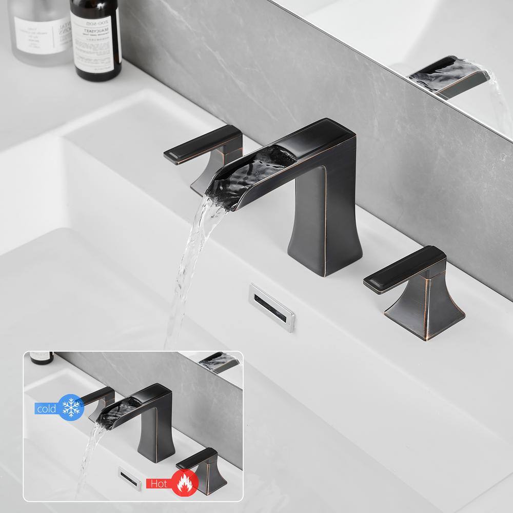 Oil Rubbed Bronze Widespread Bathroom Faucet with Lever Handles