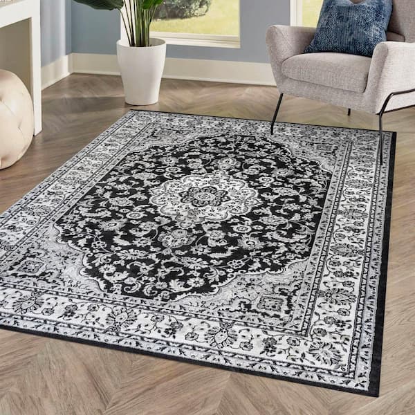 JONATHAN Y Palmette Modern Persian Floral Cream/Gray/Black 3 ft. x  