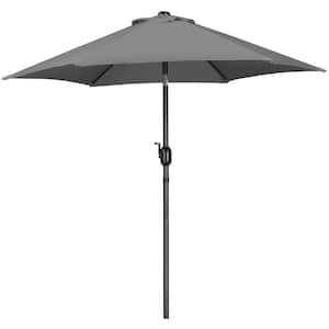 7.5 ft. Iron Market Tilt Outdoor Patio Umbrella in Gray for Garden, Deck, Backyard, Pool, Beach