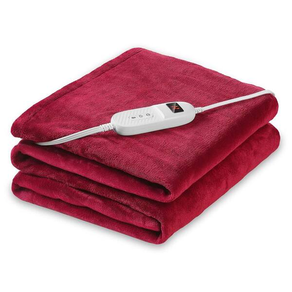 Pure Warmth Soft Velour Sherpa Electric Heated Blanket With Digital Controller