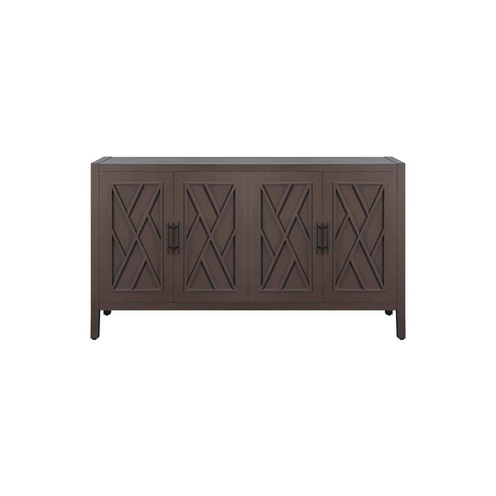 59.80 in. W x 15.60 in. D x 32.30 in. H Coffee Brown Four Door Linen Cabine