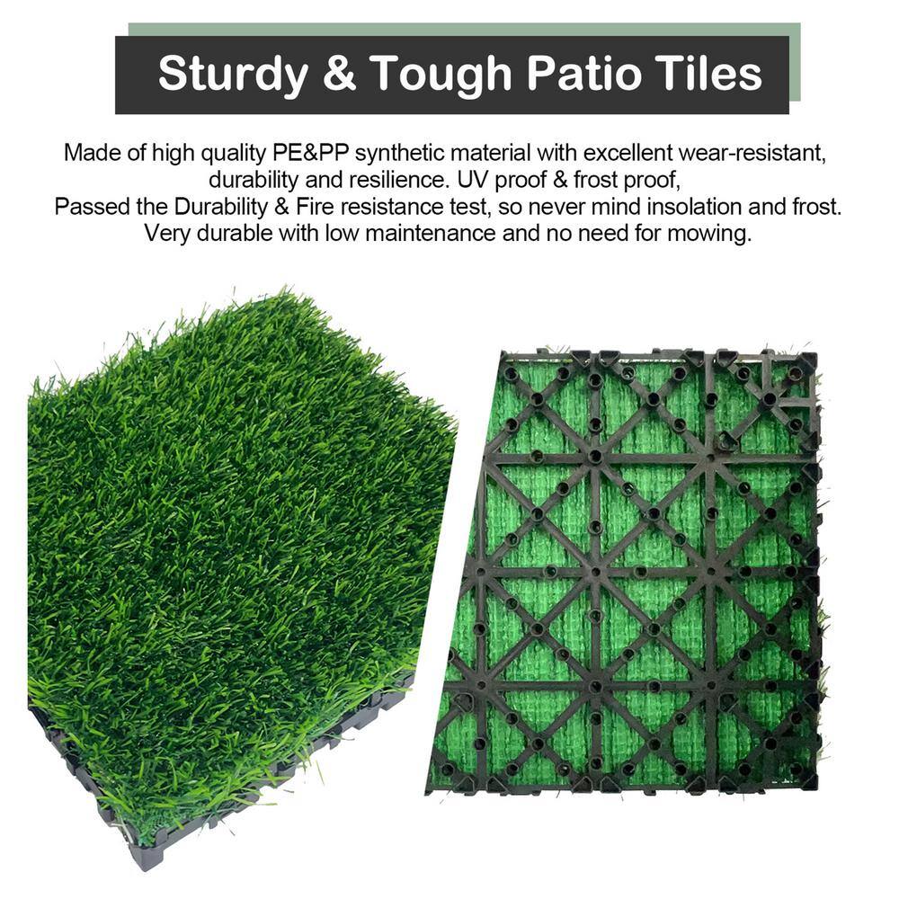 Grass Green Interlocking Artificial Turf Tiles for Indoor Outdoor Use