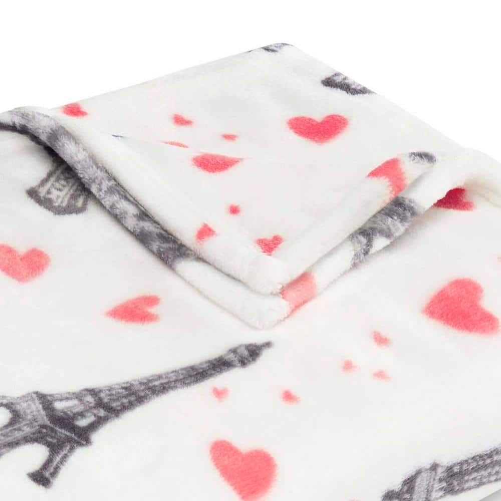 Paris Love Pink Ultra Soft Fleece Throw Blanket