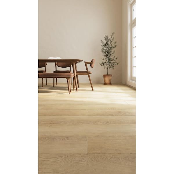 Shorewood 20 MIL x 9 in. W x 60 in. L Click Lock Waterproof Luxury Vinyl Flooring in Linen (22.53 sq. ft./Case)