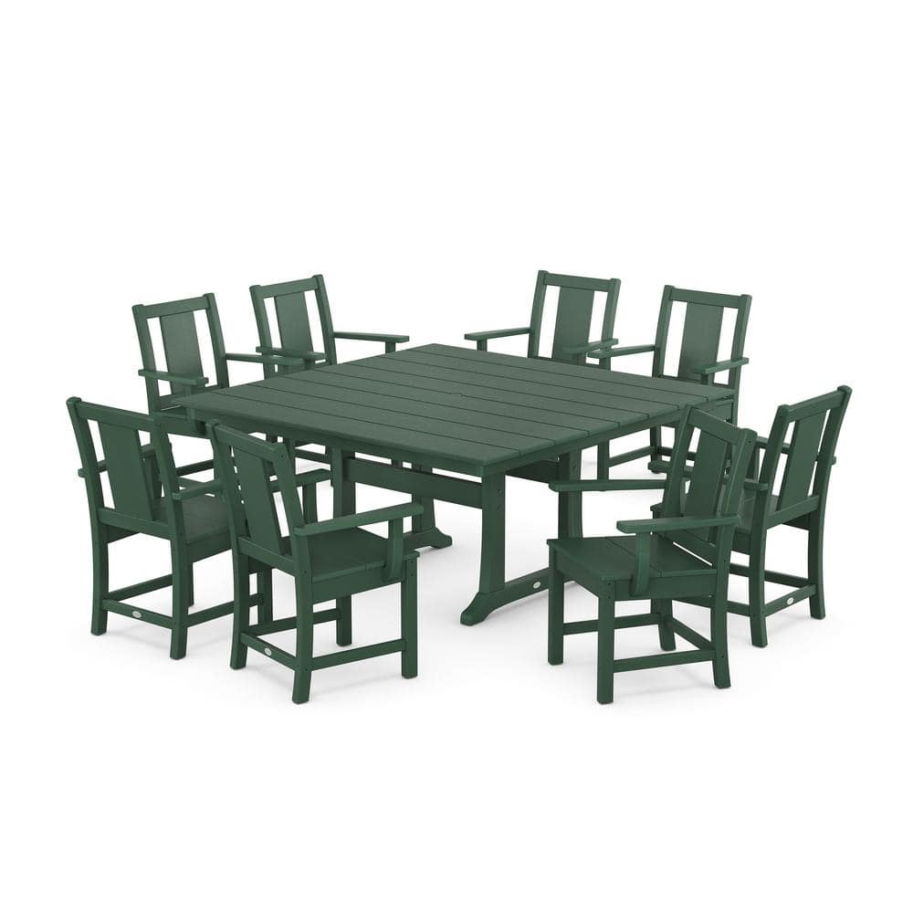 9-Piece Prairie Farmhouse Trestle Plastic Square Outdoor Dining Set in Green price history on PriceWatchPro