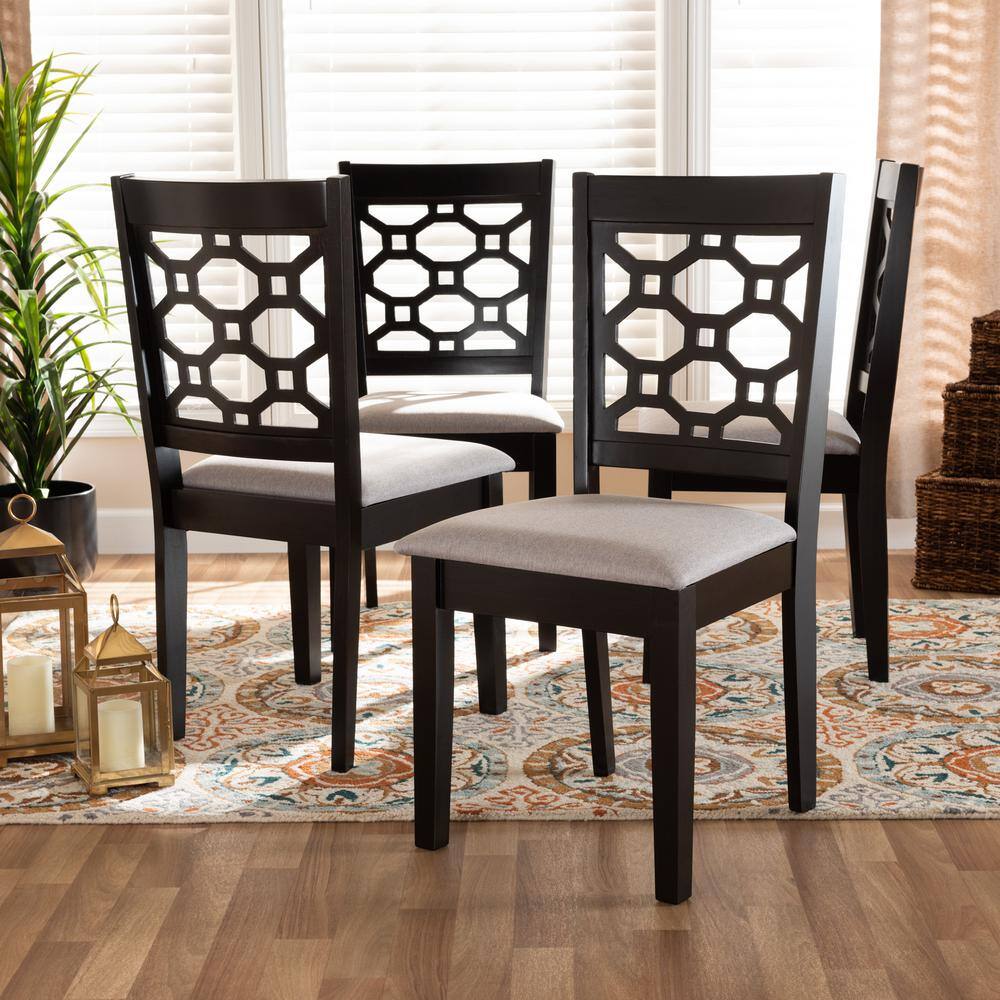 Peter Grey and Dark Brown Wood Side Chair with Cane Back