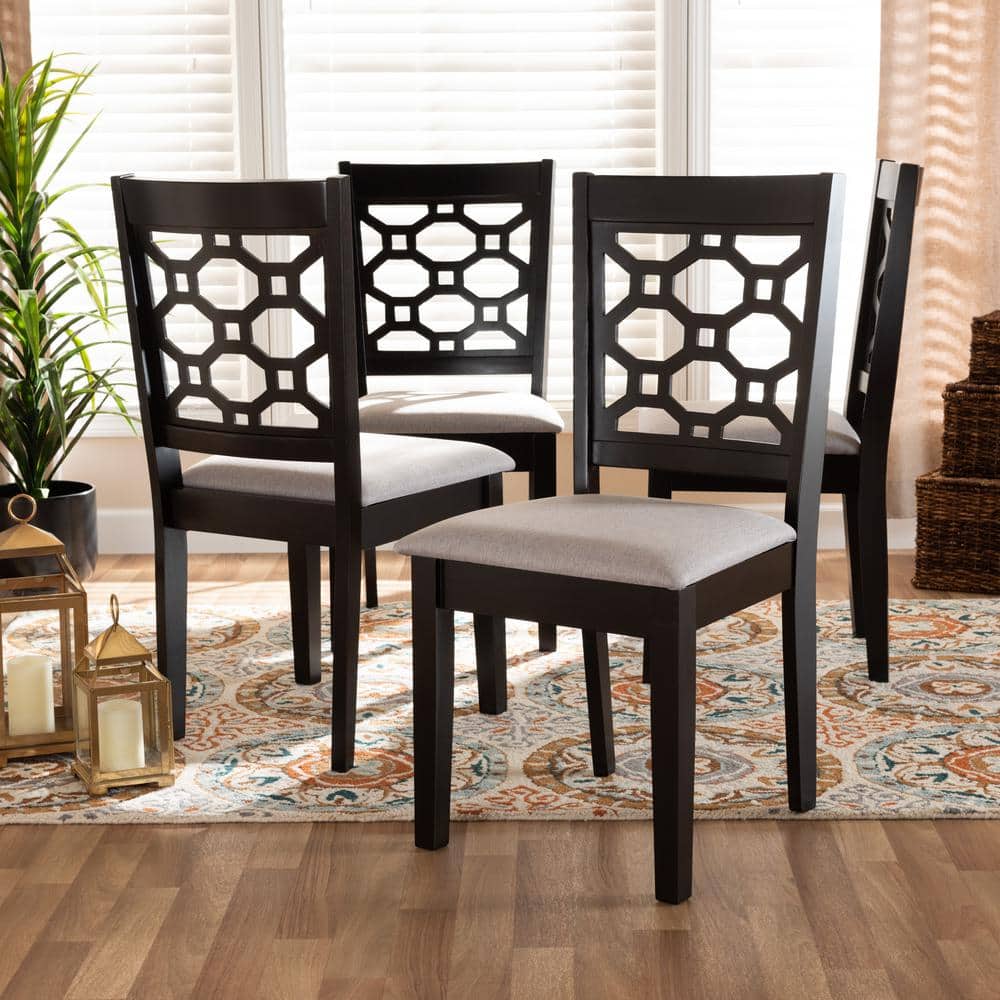 Peter Grey and Dark Brown Wood Side Chair with Cane Back