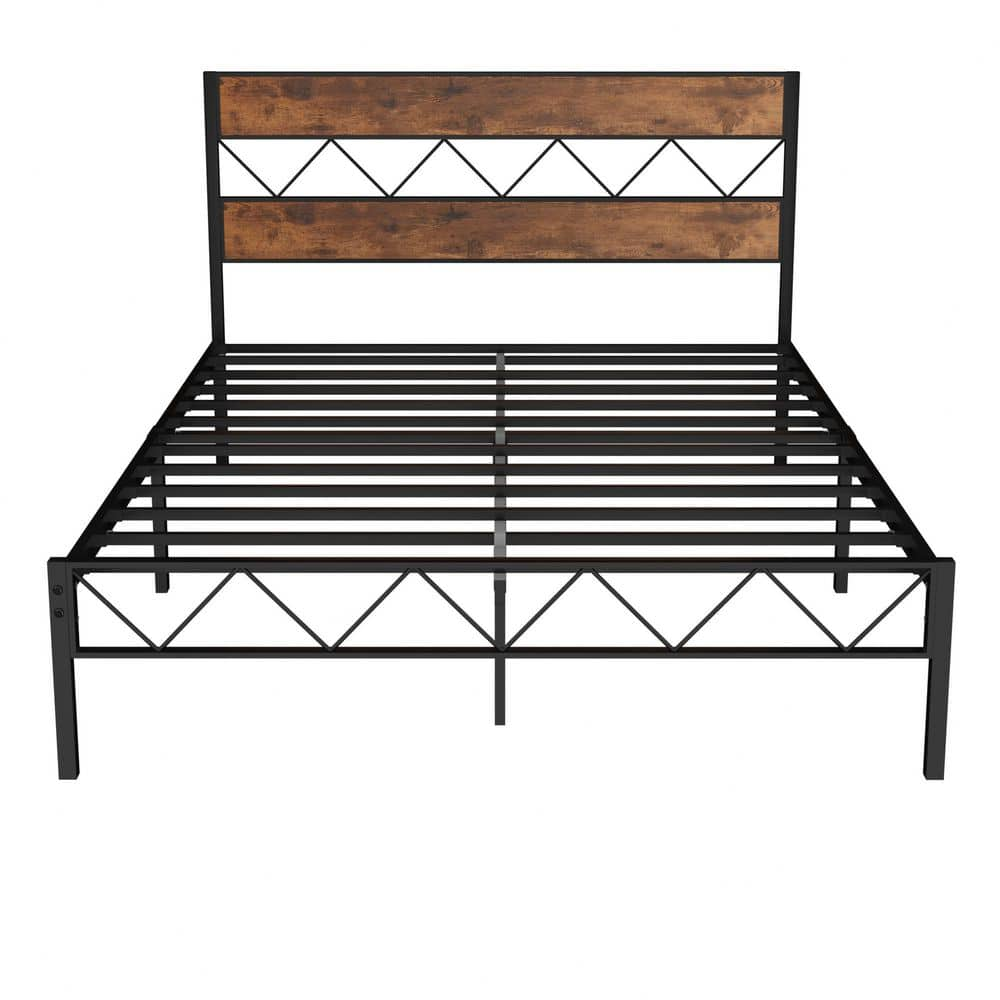 VECELO Platform Bed Frame ，Black Metal Frame， Full Size Platform Bed ...