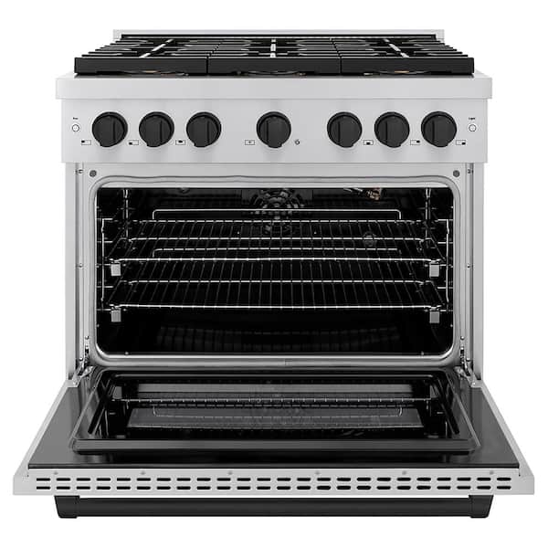 Autograph 36 in. 5.2 cu. ft. Paramount Gas Range with 6-Burners and Convection Gas Oven in Stainless and Matte Black