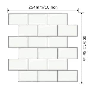 10 in. x 11.8 in. White with Gray Grout Thick Vinyl Peel and Stick Backsplash Tiles for Kitchen (20-Pack/16.39 sq. ft.)