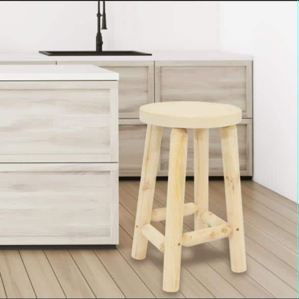 24 in. Fir Wood Bar Stool-Unfinished