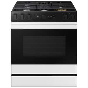 Bespoke 30 in. 6.0 cu. ft. 5 Burner Smart Slide-In Gas Range with Air Sous Vide & Air Fry in White Glass
